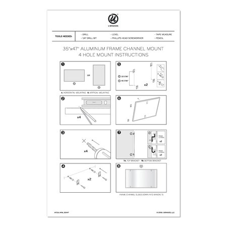 U Brands PINIT Magnetic Dry Erase Board, 48 x 36, White 2807U00-01